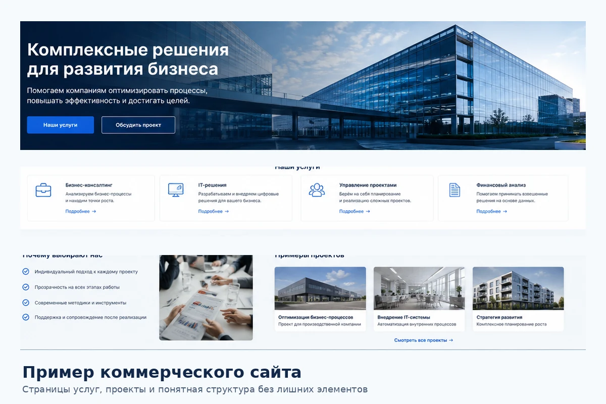 Пример доработки работающего коммерческого сайта
