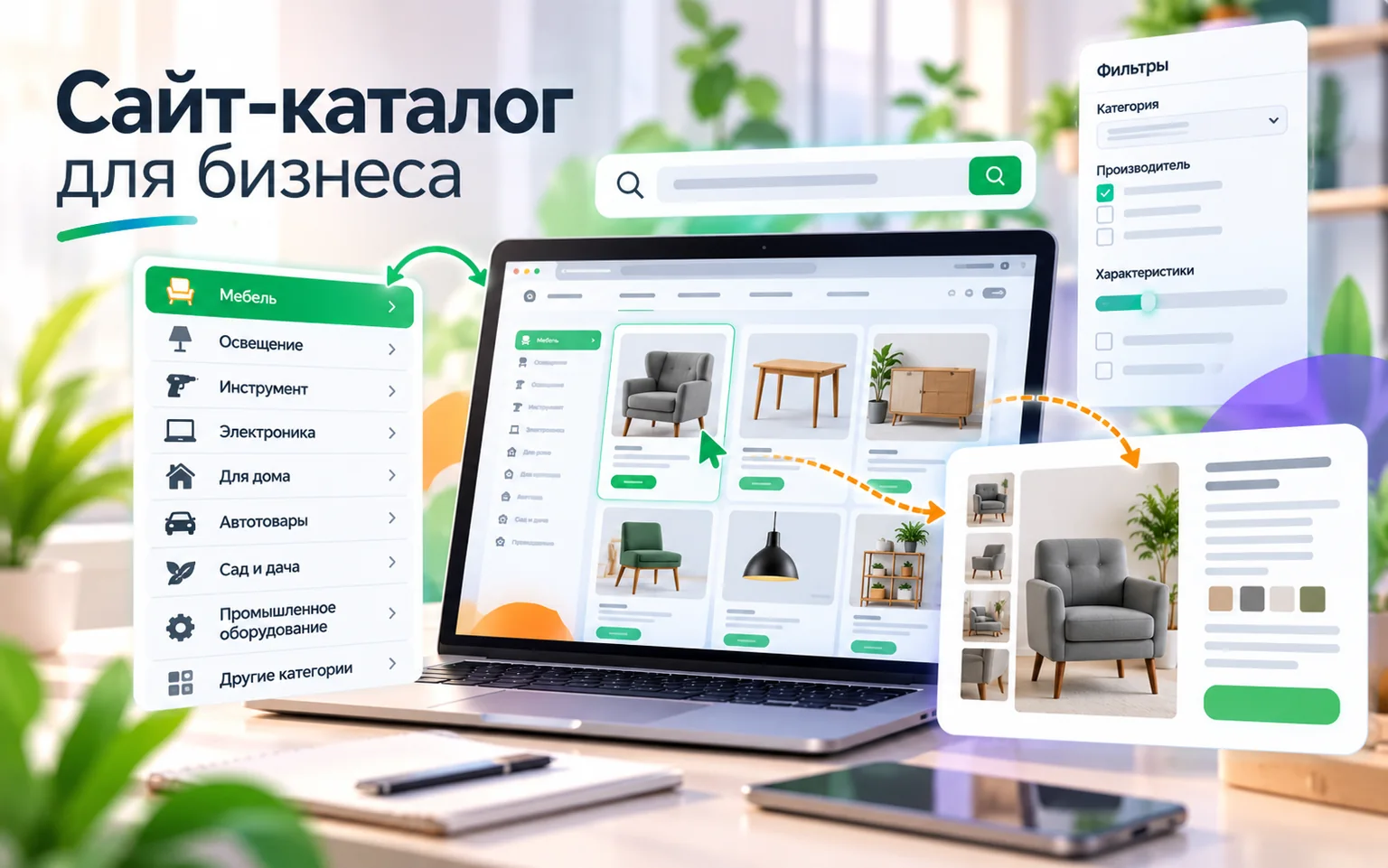 Создание сайта-каталога с категориями, поиском, фильтрами и карточками товаров
